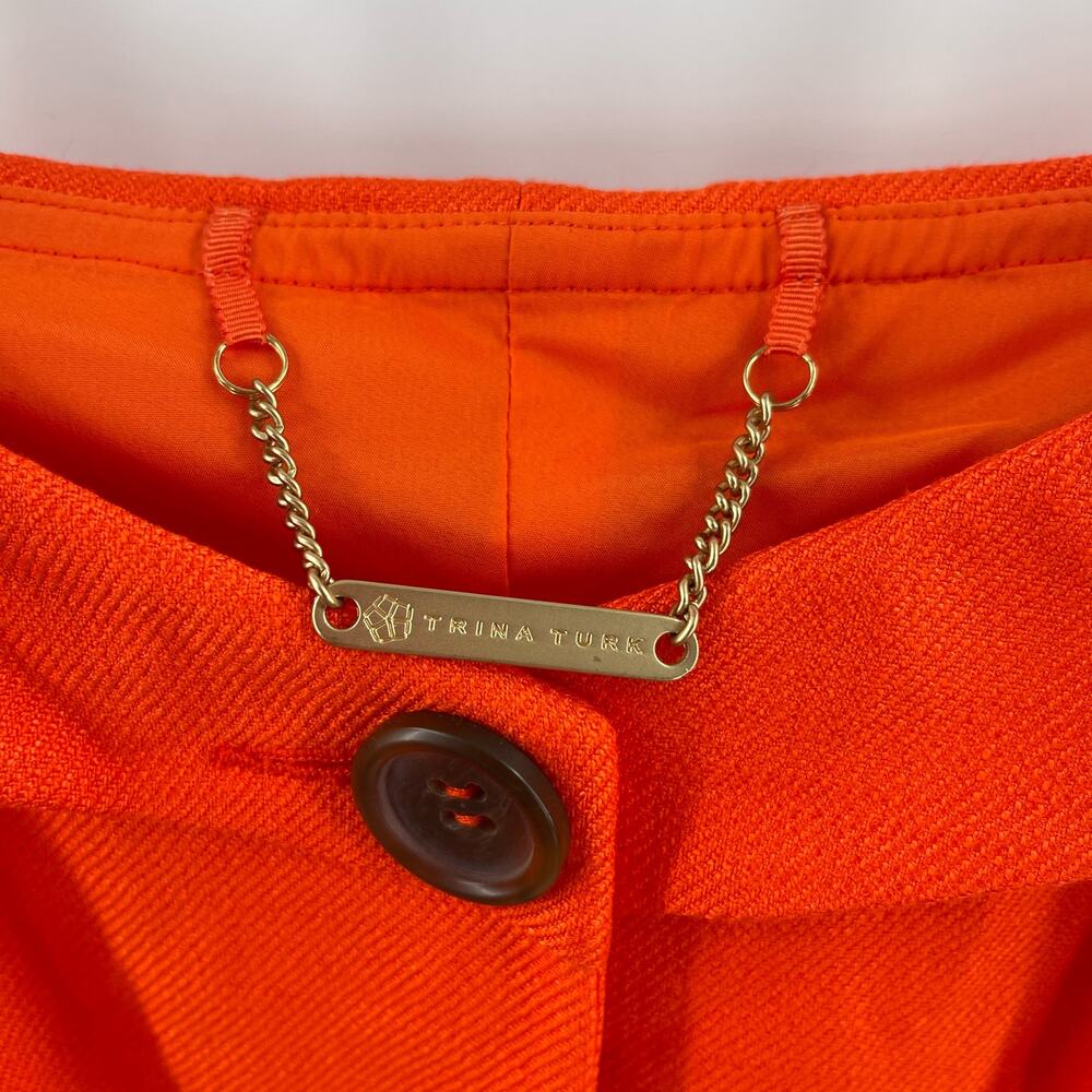 TRINA TURK Laine Jacket Top Size 6 NWT Button Down Cold Shoulder Orange - Picture 12 of 16